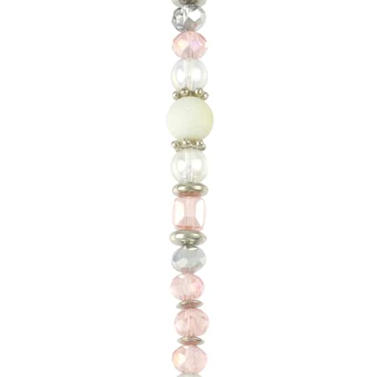 Pink &#x26; White Glass Round Beads Mix by Bead Landing&#x2122;